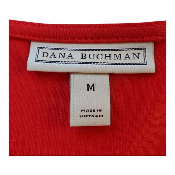 DANA BUCHMAN SZ M Bright Red Sleeveless Pleat Front Stretch Knit Top - Picture 3 of 7